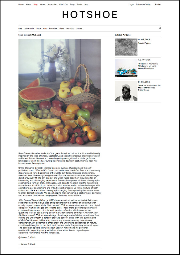 Sean Stewart Project Feature. Hotshoe. June 2013